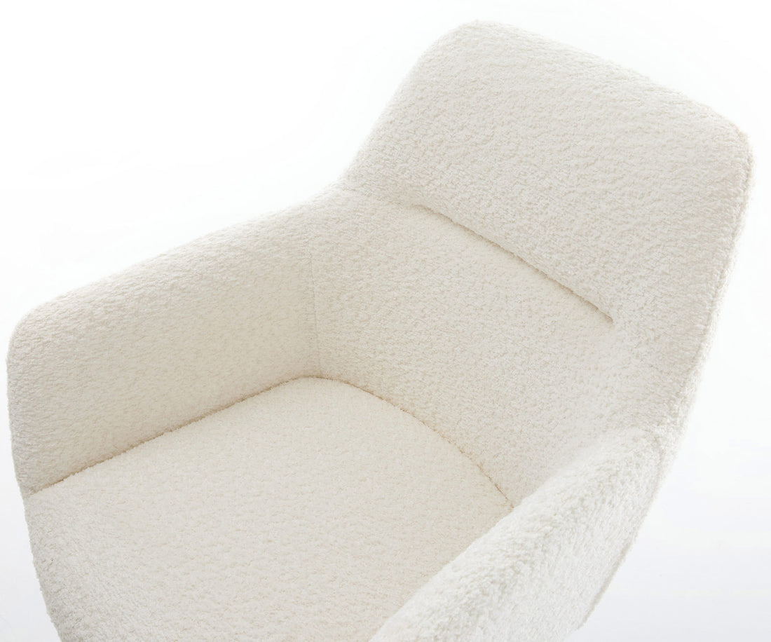 Dining Chair Pejo Bouclé White 4 Legs Base Black Pocket Springs