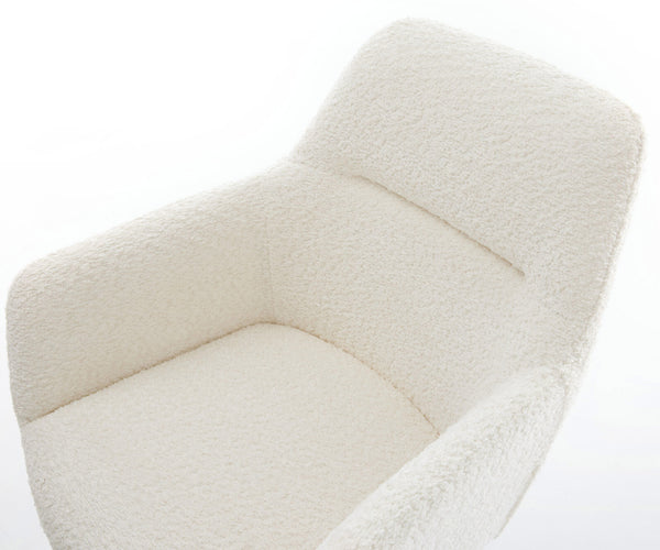 Dining Chair Pejo Bouclé White 4 Legs Base Black Pocket Springs