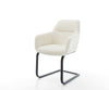 Dining Chair Pejo Bouclé White Cantilever Flat Base Black Pocket Springs