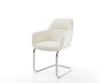 Dining Chair Pejo Bouclé White Cantilever Flat Base Silver Pocket Springs