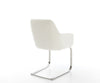 Dining Chair Pejo Bouclé White Cantilever Flat Base Silver Pocket Springs