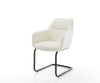 Dining Chair Pejo Bouclé White Cantilever Round Base Black Pocket Springs