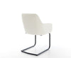 Dining Chair Pejo Bouclé White Cantilever Round Base Black Pocket Springs