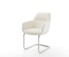 Dining Chair Pejo Bouclé White Cantilever Round Base Silver Pocket Springs