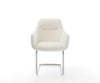 Dining Chair Pejo Bouclé White Cantilever Round Base Silver Pocket Springs