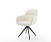 Dining Chair Pejo Bouclé White Cross Angular Base Black 180° Swivel Pocket Springs