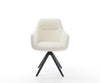 Dining Chair Pejo Bouclé White Cross Angular Base Black 180° Swivel Pocket Springs