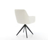 Dining Chair Pejo Bouclé White Cross Angular Base Black 180° Swivel Pocket Springs