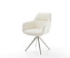 Dining Chair Pejo Bouclé White Cross Angular Base Silver 180° Swivel Pocket Springs
