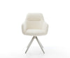 Dining Chair Pejo Bouclé White Cross Angular Base Silver 180° Swivel Pocket Springs