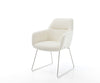 Dining Chair Pejo Bouclé White Sled Base Silver Pocket Springs