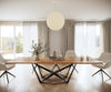Dining Table Olympus Live Edge Acacia Wood Natural Spider Frame Black 200-300cm