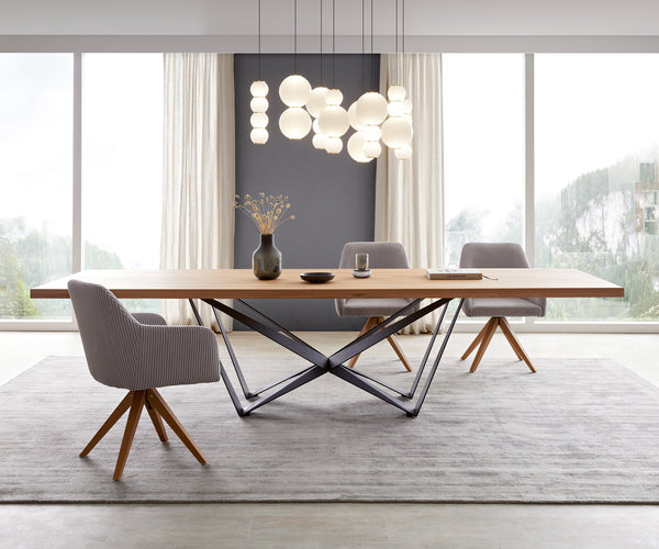 Dining Table Olympus 300x100cm Oak Wood Natural Spider Frame Black