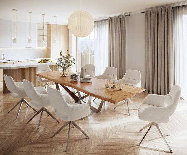 Dining Table Olympus Live Edge 300cm Acacia Wood Natural Spider Frame Steel 55mm Top