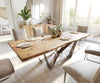 Dining Table Olympus Live Edge 240cm Acacia Wood Natural Spider Frame Steel 35mm Top
