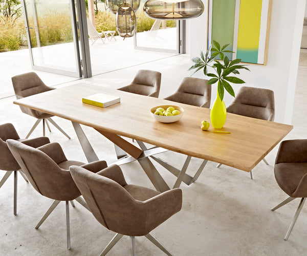 Dining Table Olympus Live Edge 260cm Oak Wood Natural Spider Frame Steel 32mm Top