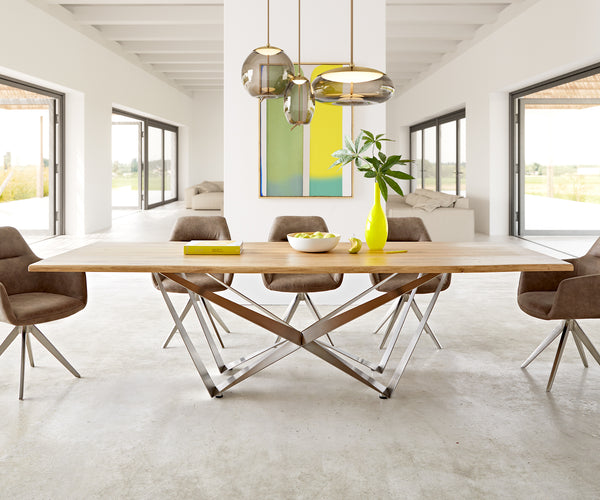 Dining Table Olympus Live Edge 260cm Oak Wood Natural Spider Frame Steel 32mm Top