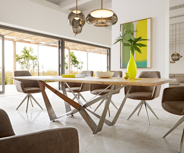 Dining Table Olympus Live Edge 260cm Oak Wood Natural Spider Frame Steel 32mm Top