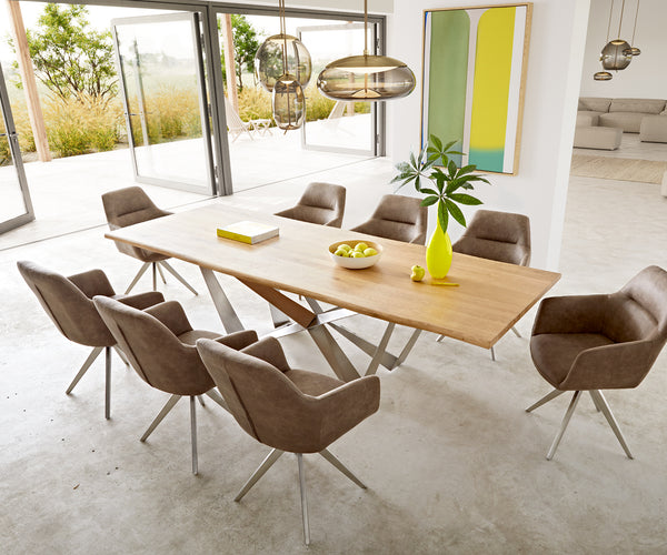 Dining Table Olympus Live Edge 260cm Oak Wood Natural Spider Frame Steel 32mm Top