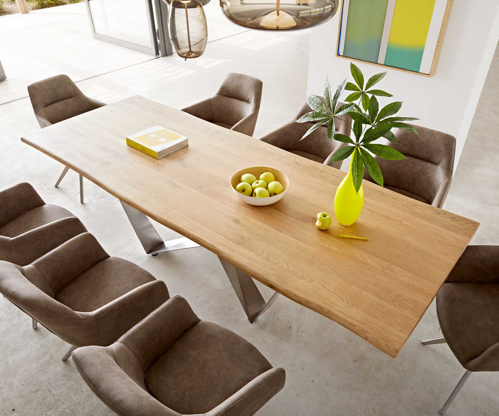 Dining Table Olympus Live Edge 260cm Oak Wood Natural Spider Frame Steel 32mm Top