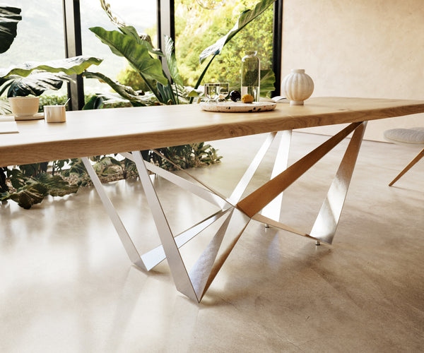 Dining Table Olympus Live Edge 300cm Oak Wood Natural Spider Frame Steel 50mm Top
