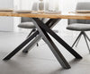 Dining Table Olympus Live Edge 200cm Acacia Wood Natural Cross Frame Black 35mm Top