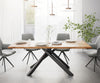 Dining Table Olympus Live Edge 200cm Acacia Wood Natural Cross Frame Black 35mm Top