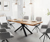 Dining Table Olympus Live Edge Acacia Wood Natural Cross Frame Black 200-300cm