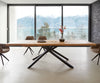 Dining Table Olympus Live Edge 260cm Acacia Wood Natural Cross Frame Black 55mm Top
