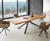 Dining Table Olympus Live Edge 260cm Acacia Wood Natural Cross Frame Black 55mm Top