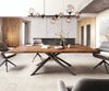 Dining Table Olympus Live Edge 260cm Acacia Wood Brown Cross Frame Black 55mm Top