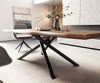 Dining Table Olympus Live Edge 260cm Acacia Wood Brown Cross Frame Black 55mm Top
