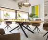 Dining Table Olympus Live Edge 260cm Oak Wood Natural Cross Frame Black 32mm Top