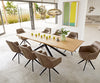 Dining Table Olympus Live Edge 260cm Oak Wood Natural Cross Frame Black 32mm Top