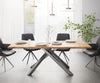 Dining Table Olympus Live Edge 200cm Acacia Wood Natural Cross Frame Steel 35mm Top