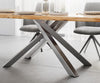 Dining Table Olympus Live Edge 200cm Acacia Wood Natural Cross Frame Steel 35mm Top