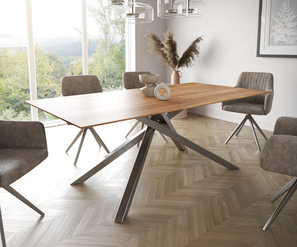 Dining Table Olympus 200x100cm Acacia Wood Natural Cross Frame Steel