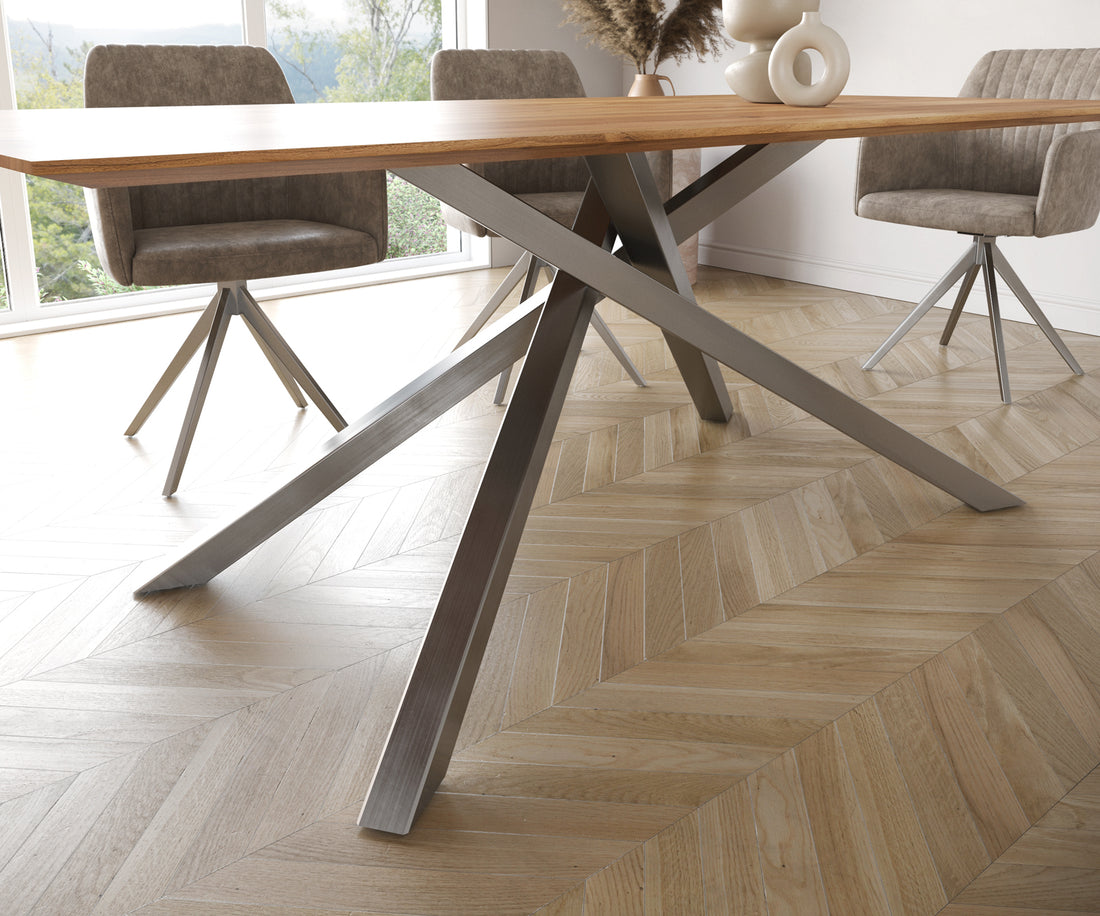 Dining Table Olympus 200x100cm Acacia Wood Natural Cross Frame Steel