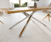 Dining Table Olympus Live Edge Oak Wood Natural Cross Frame Steel 200-300cm