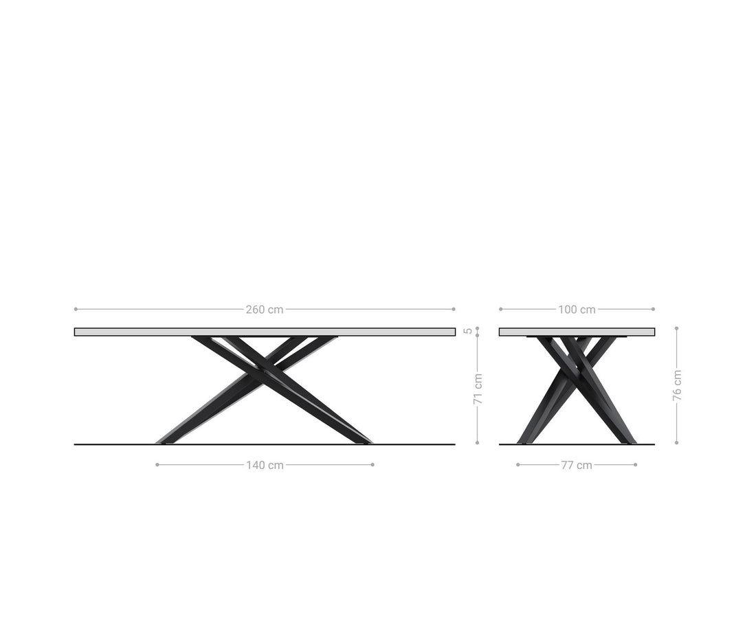 Dining Table Olympus Live Edge 260cm Acacia Wood Natural Cross Frame Steel 55mm Top