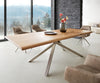 Dining Table Olympus Live Edge Acacia Wood Natural Cross Frame Steel 200-300cm