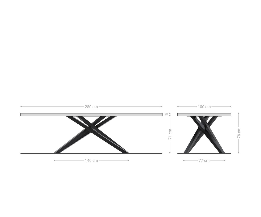 Dining Table Olympus Live Edge 280cm Acacia Wood Natural Cross Frame Steel 55mm Top