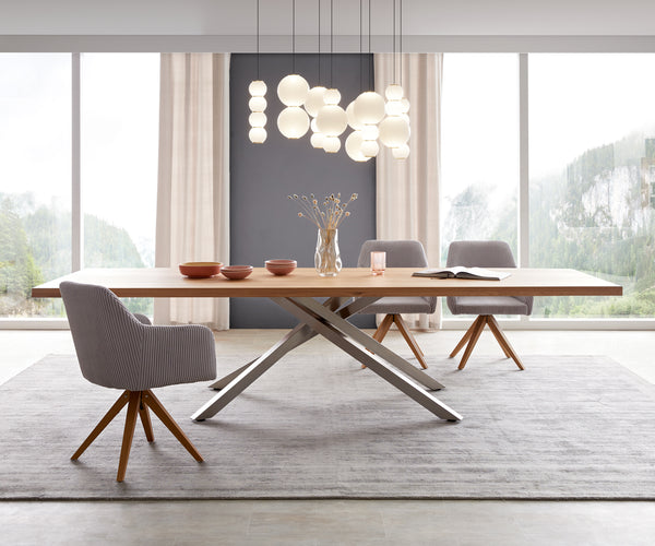 Dining Table Olympus 300x100cm Oak Wood Natural Cross Frame Steel
