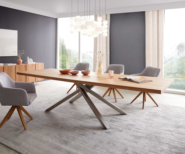 Dining Table Olympus 300x100cm Oak Wood Natural Cross Frame Steel