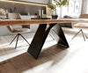 Dining Table Olympus Live Edge Acacia Wood Natural V-Frame Black 140-260cm