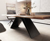 Dining Table Olympus Live Edge Acacia Wood Brown V-Frame Black 260-300cm