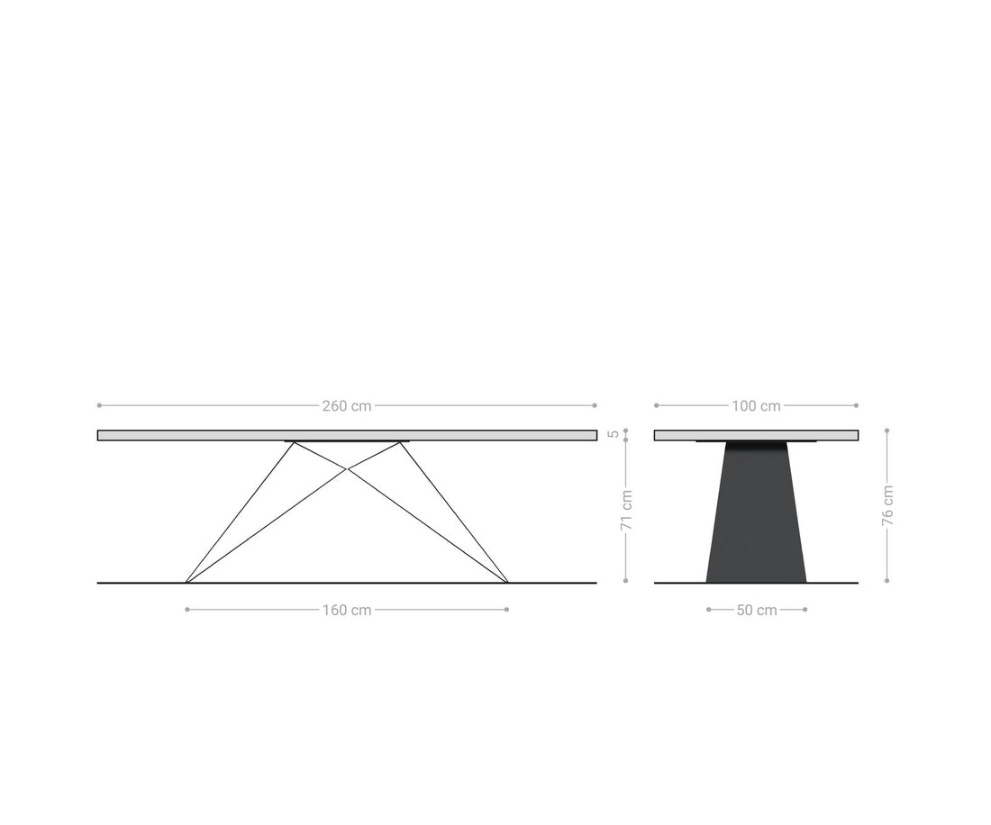 Dining Table Olympus Live Edge 260cm Acacia Wood Brown V-Frame Black 55mm Top