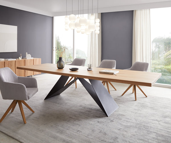 Dining Table Olympus 300x100cm Oak Wood Natural V-Frame Black
