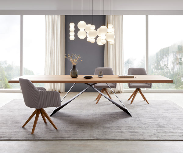 Dining Table Olympus 300x100cm Oak Wood Natural V-Frame Black