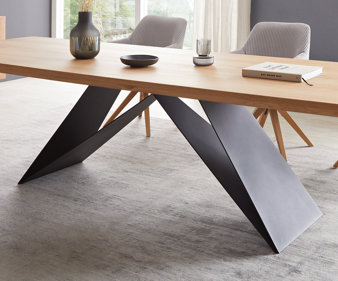 Dining Table Olympus 300x100cm Oak Wood Natural V-Frame Black